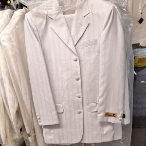 Falcone Ivory Pinstripe Suit Jacket
